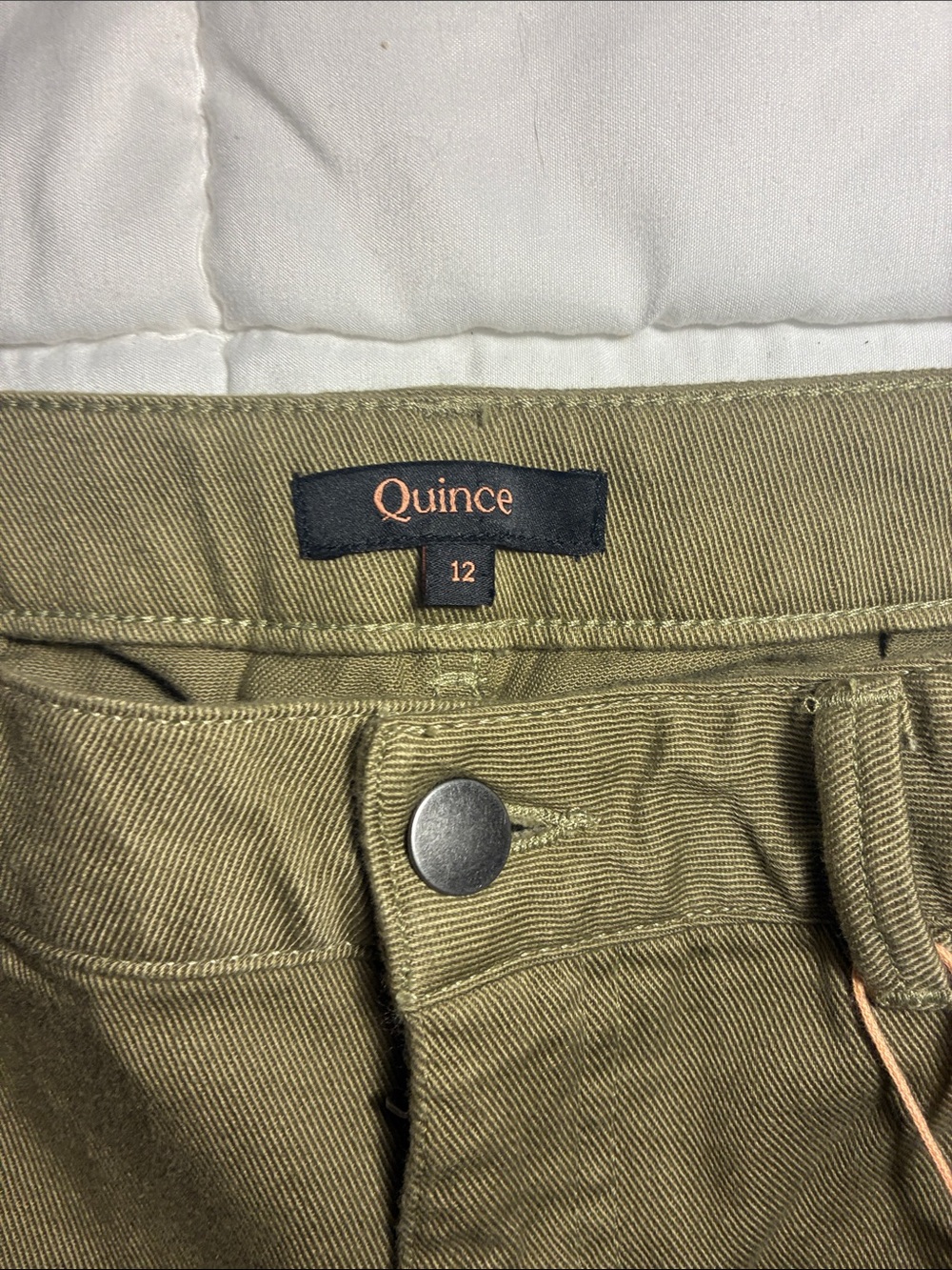 Quince Organic Stretch cotton twill straight leg cropped Pants women’s Sz 12 - Picture 2 of 12